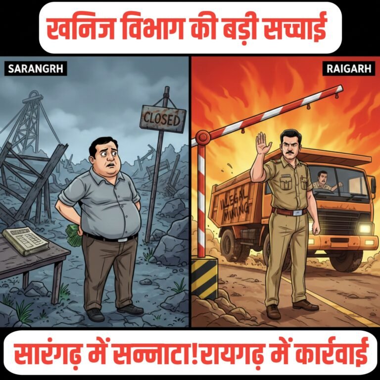 सारंगढ़ में अवैध खनन खुला, कार्रवाई रायगढ़ में क्यों हुई?खनि अधिकारी बजरंग सिंह पैकरा सवालों के घेरे में