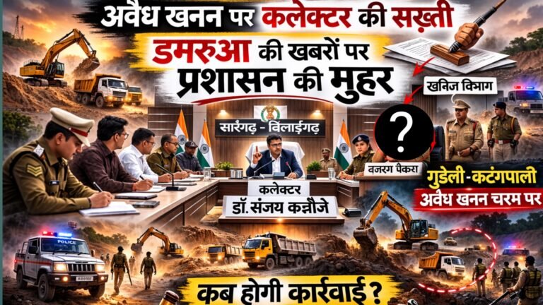 अवैध खनन पर कलेक्टर की सख़्ती, डमरुआ की खबरों पर लगी मुहरक्या खनिज विभाग के बजरंग पैकरा लेंगे संज्ञान? गुडेली–कटंगपाली में उत्खनन चरम पर
